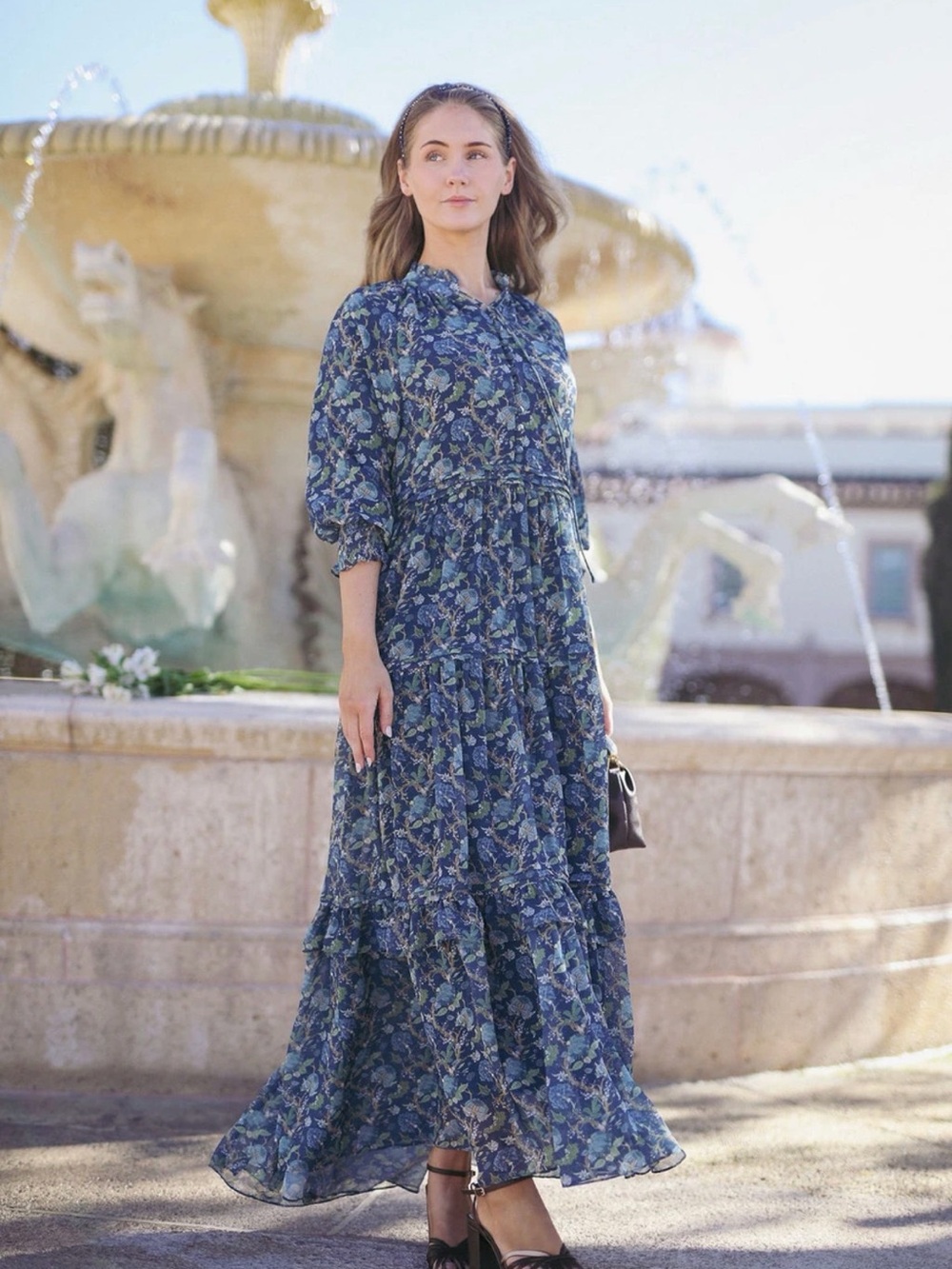 Dainty Jewells Navy Floral Maxi Dress
